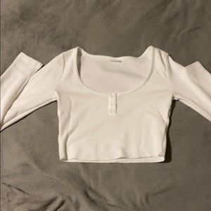 Long sleeve waffle crop top